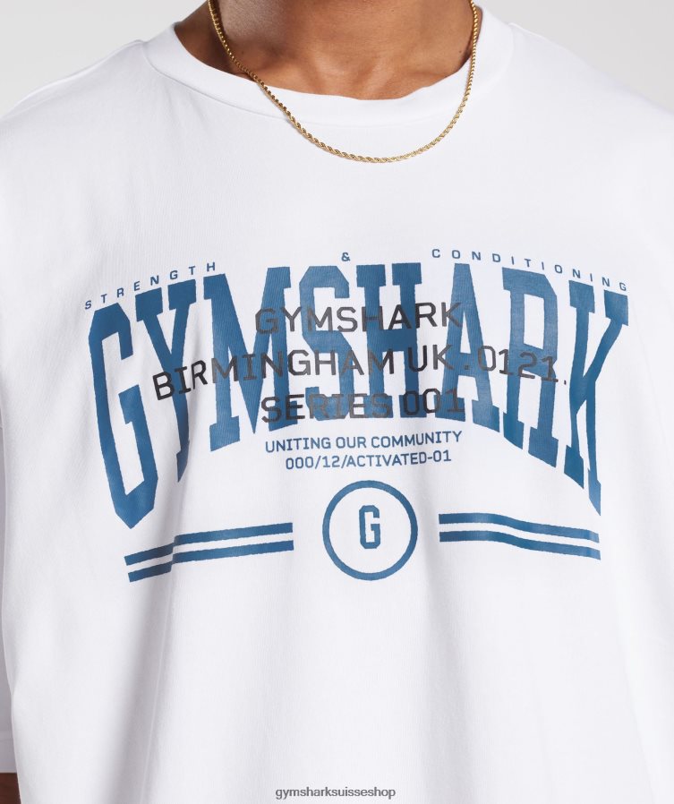 ch Gymshark Hommes t-shirt oversize universitaire blanc 02FP6T773 vêtements