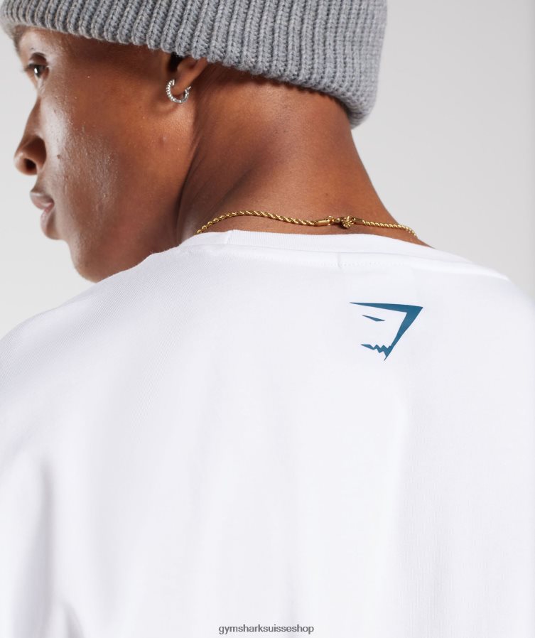 ch Gymshark Hommes t-shirt oversize universitaire blanc 02FP6T773 vêtements