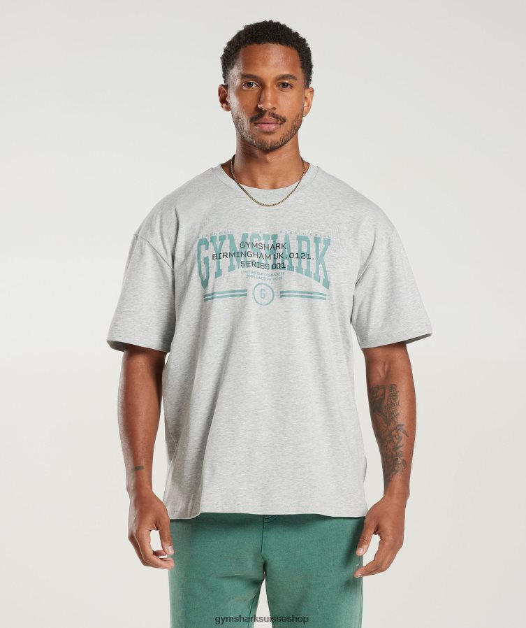 ch Gymshark Hommes t-shirt oversize universitaire noyau gris clair chiné 02FP6T776 vêtements