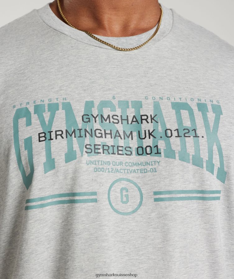 ch Gymshark Hommes t-shirt oversize universitaire noyau gris clair chiné 02FP6T776 vêtements