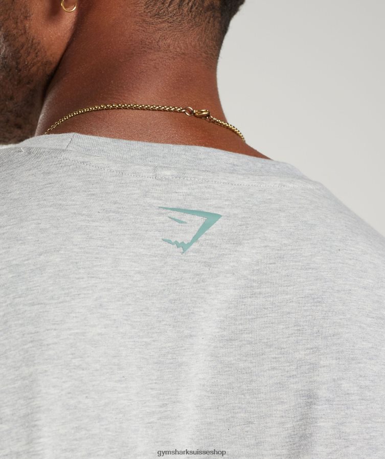 ch Gymshark Hommes t-shirt oversize universitaire noyau gris clair chiné 02FP6T776 vêtements