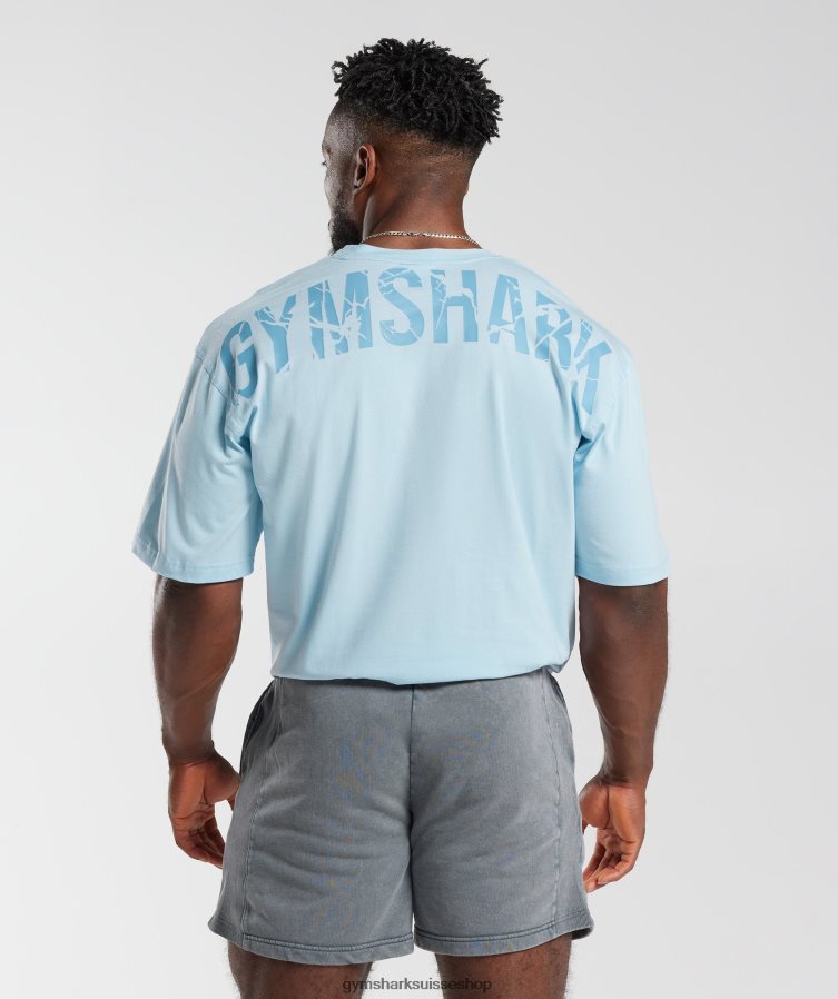 ch Gymshark Hommes t-shirt puissance bleu d'horizon 02FP6T648 vêtements