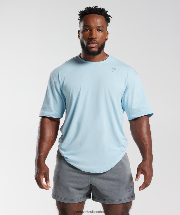 ch Gymshark Hommes t-shirt puissance bleu d\'horizon 02FP6T648 vêtements