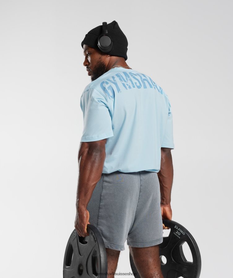 ch Gymshark Hommes t-shirt puissance bleu d\'horizon 02FP6T648 vêtements