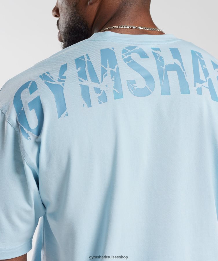 ch Gymshark Hommes t-shirt puissance bleu d\'horizon 02FP6T648 vêtements