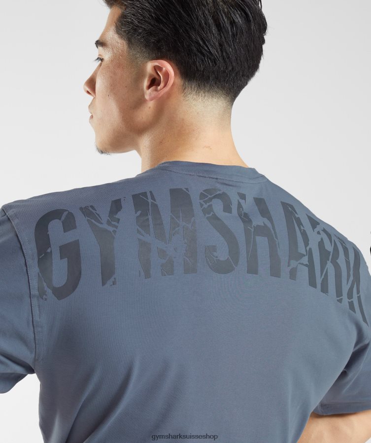 ch Gymshark Hommes t-shirt puissance bleu du soir 02FP6T580 vêtements