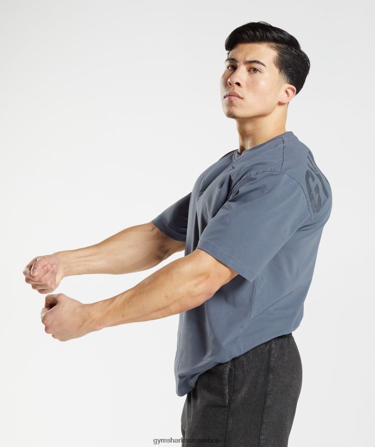 ch Gymshark Hommes t-shirt puissance bleu du soir 02FP6T580 vêtements