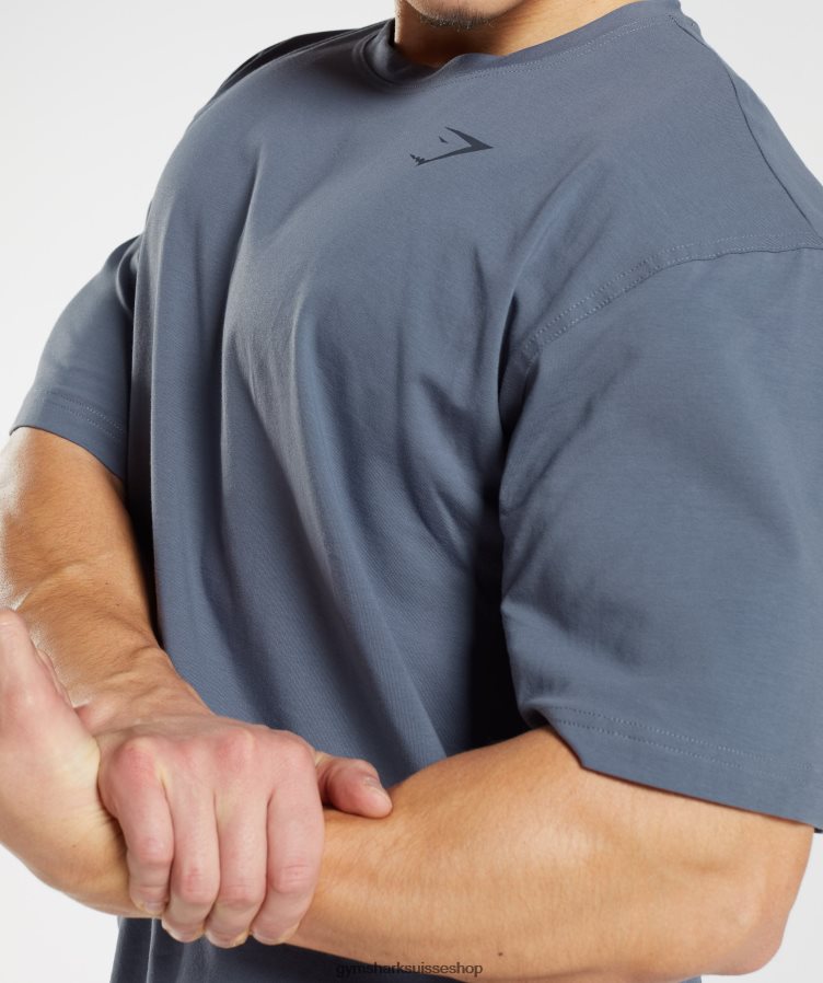 ch Gymshark Hommes t-shirt puissance bleu du soir 02FP6T580 vêtements