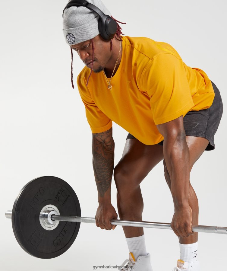 ch Gymshark Hommes t-shirt puissance jaune ensoleillé 02FP6T593 vêtements