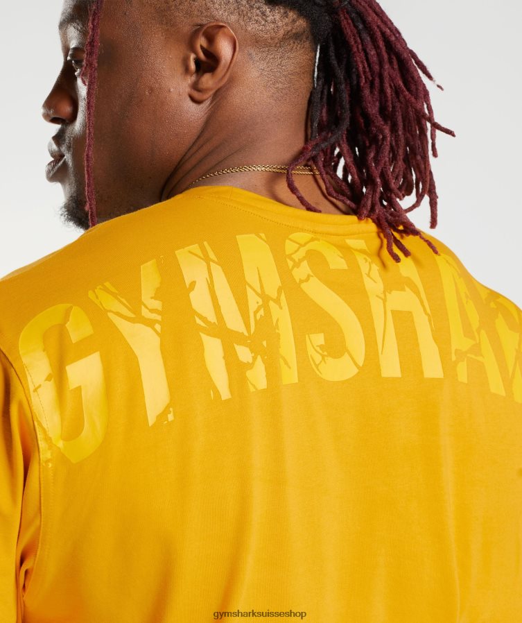 ch Gymshark Hommes t-shirt puissance jaune ensoleillé 02FP6T593 vêtements