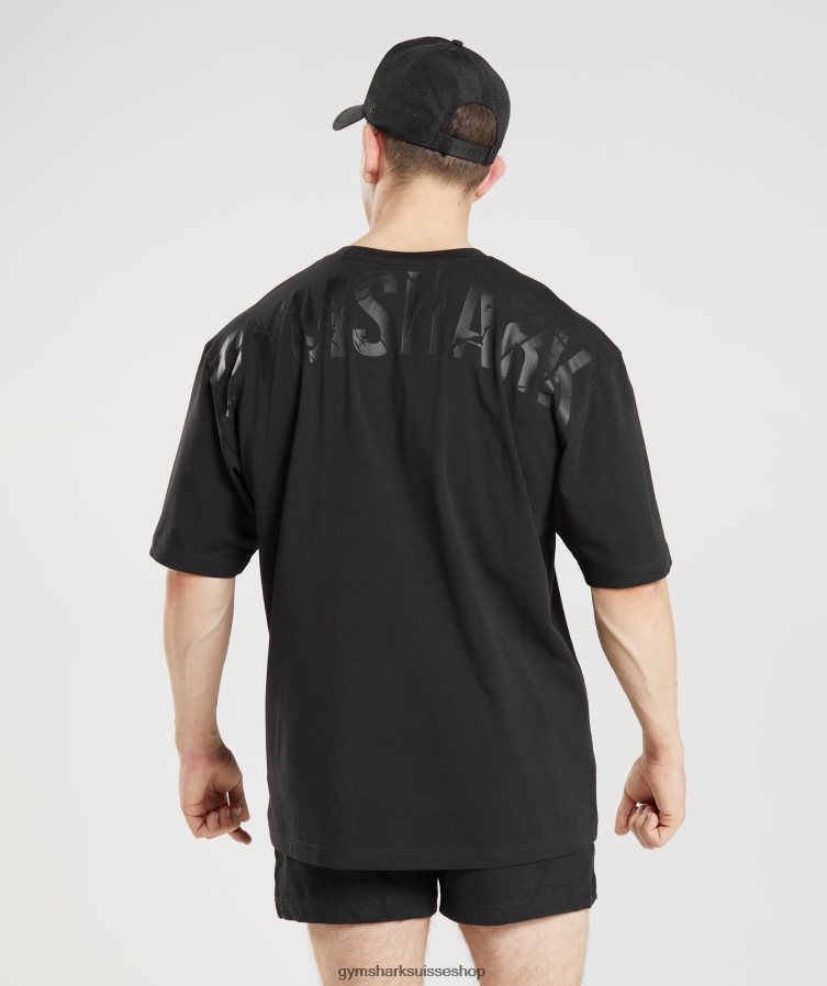 ch Gymshark Hommes t-shirt puissance noir 02FP6T621 vêtements