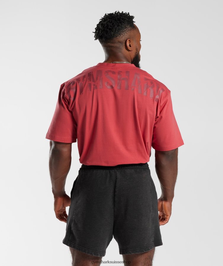 ch Gymshark Hommes t-shirt puissance rouge séché au soleil 02FP6T602 vêtements