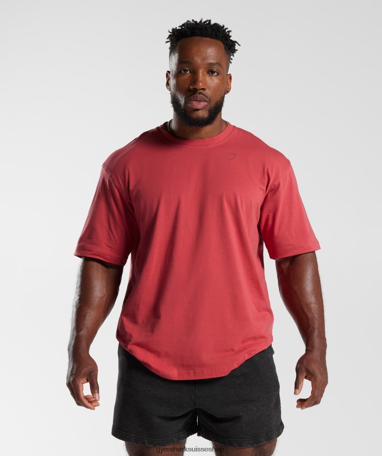 ch Gymshark Hommes t-shirt puissance rouge séché au soleil 02FP6T602 vêtements