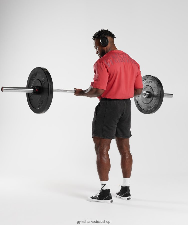 ch Gymshark Hommes t-shirt puissance rouge séché au soleil 02FP6T602 vêtements