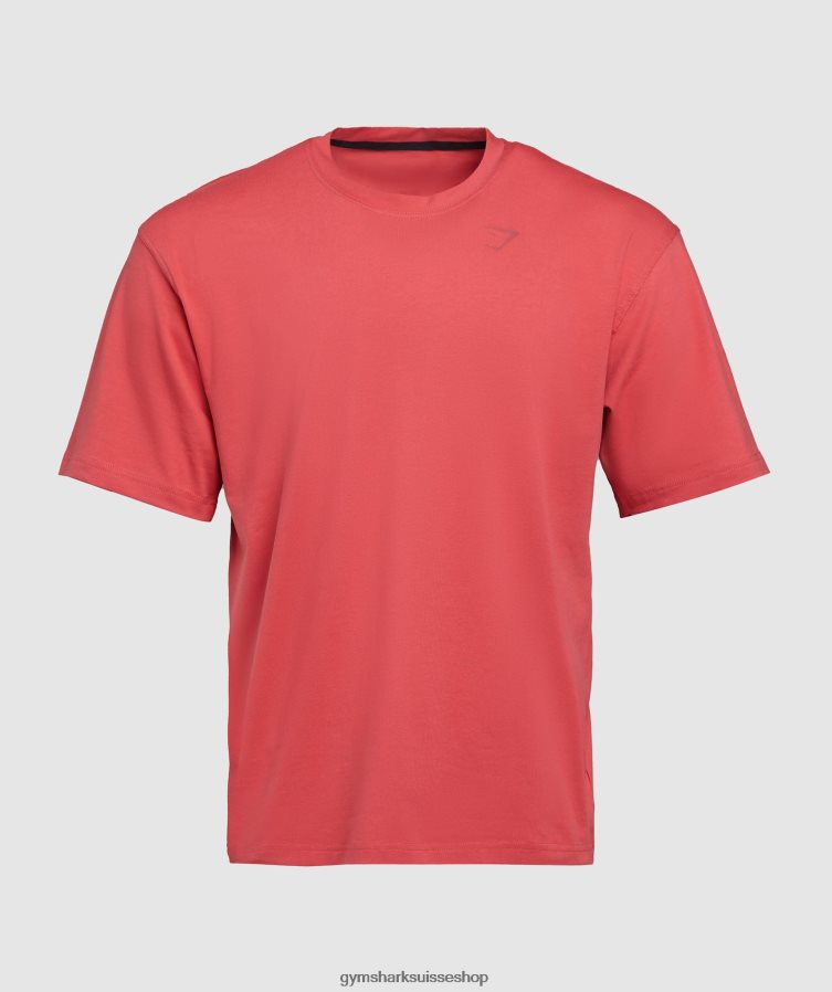 ch Gymshark Hommes t-shirt puissance rouge séché au soleil 02FP6T602 vêtements