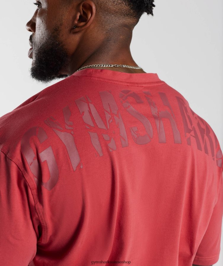 ch Gymshark Hommes t-shirt puissance rouge séché au soleil 02FP6T602 vêtements