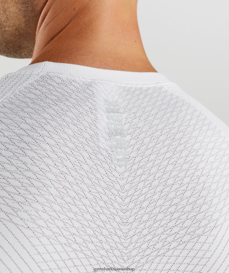 ch Gymshark Hommes t-shirt sans couture apex blanc/gris clair 02FP6T594 vêtements