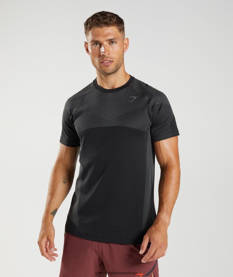ch Gymshark Hommes t-shirt sans couture apex noir/gris silhouette 02FP6T633 vêtements