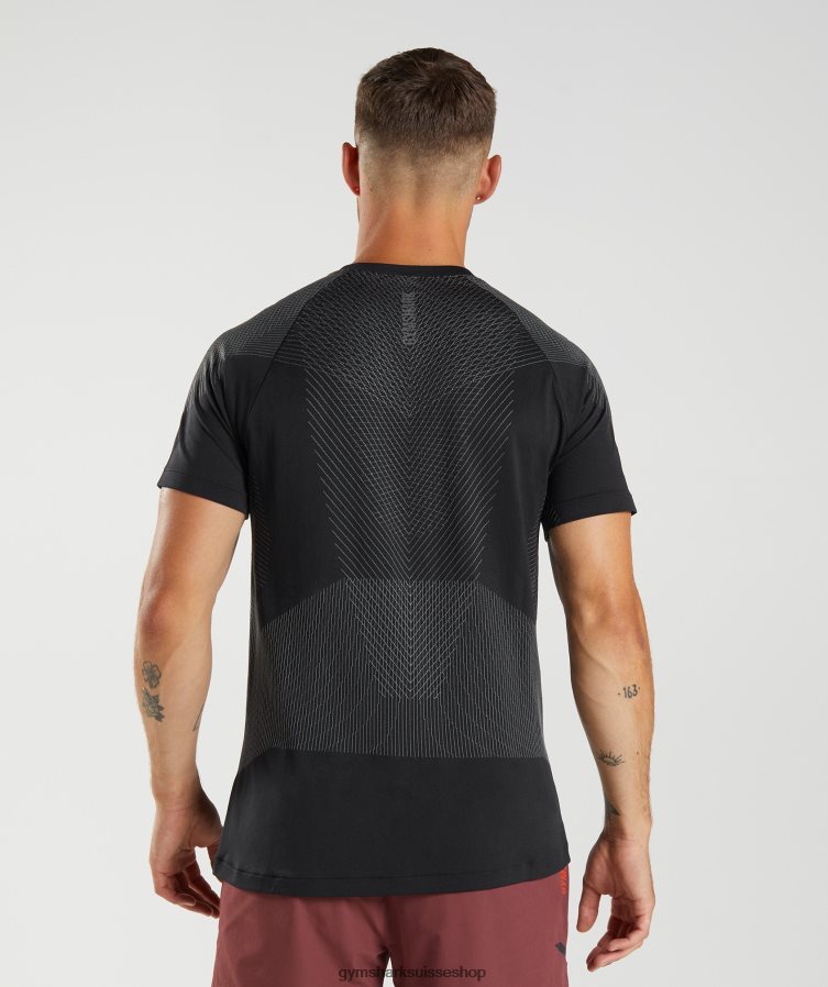 ch Gymshark Hommes t-shirt sans couture apex noir/gris silhouette 02FP6T633 vêtements
