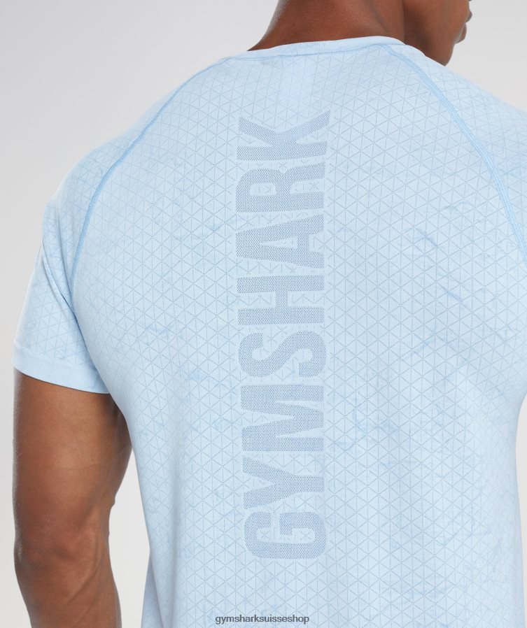 ch Gymshark Hommes t-shirt sans couture géo blanc/bleu pierre de lune 02FP6T604 vêtements
