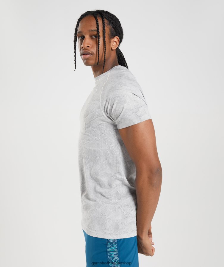 ch Gymshark Hommes t-shirt sans couture géo blanc cassé/gris clair 02FP6T618 vêtements