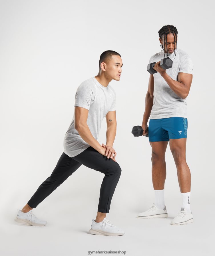 ch Gymshark Hommes t-shirt sans couture géo blanc cassé/gris clair 02FP6T618 vêtements