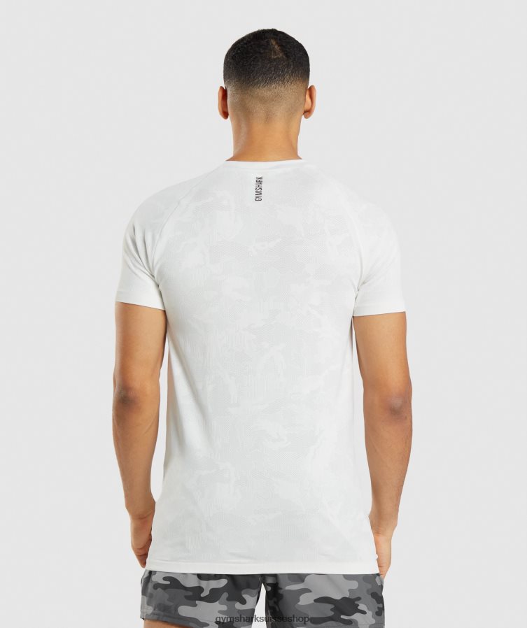 ch Gymshark Hommes t-shirt sans couture géo blanc/gris clair 02FP6T577 vêtements