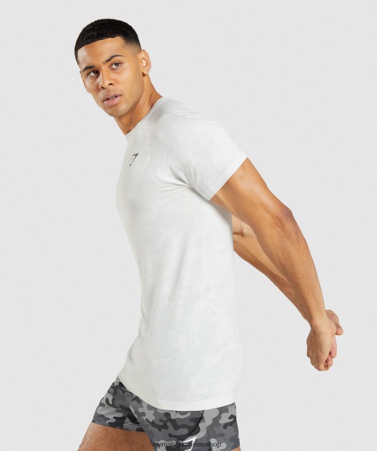 ch Gymshark Hommes t-shirt sans couture géo blanc/gris clair 02FP6T577 vêtements
