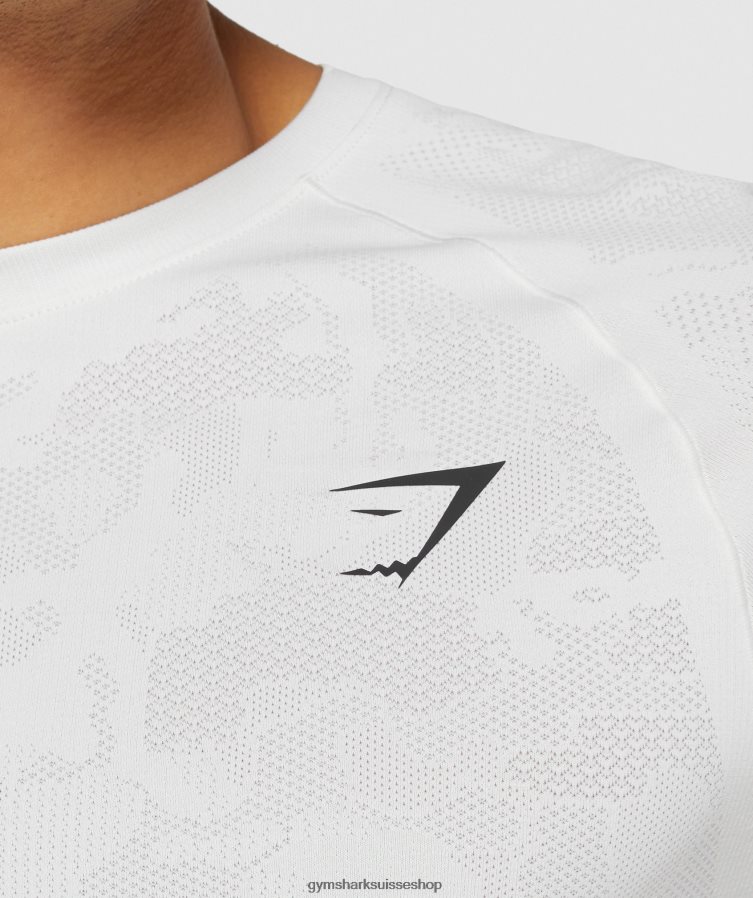 ch Gymshark Hommes t-shirt sans couture géo blanc/gris clair 02FP6T577 vêtements