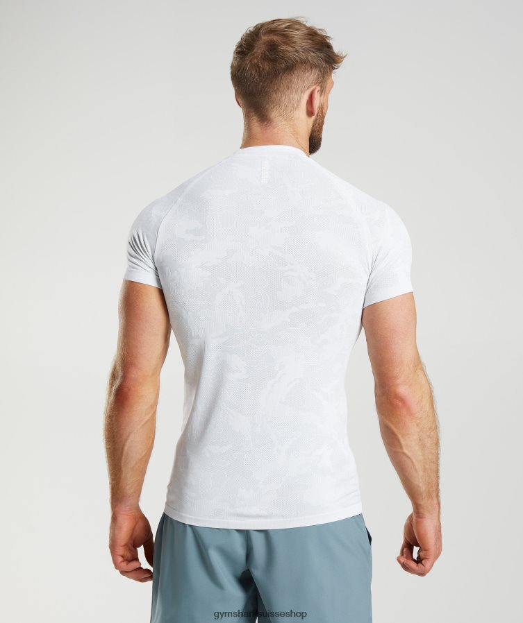 ch Gymshark Hommes t-shirt sans couture géo blanc/gris clair 02FP6T742 vêtements