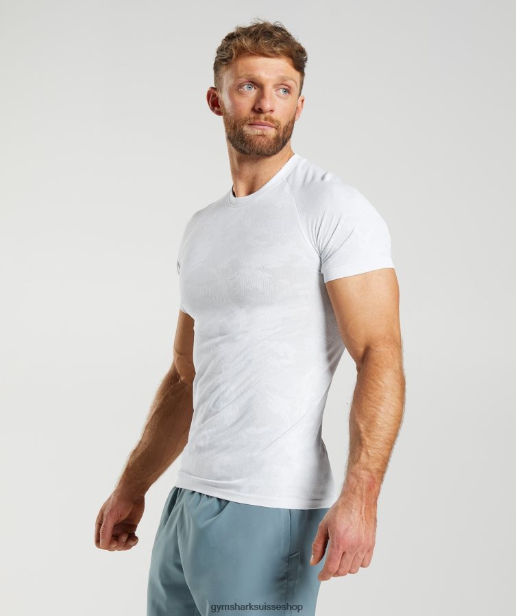 ch Gymshark Hommes t-shirt sans couture géo blanc/gris clair 02FP6T742 vêtements