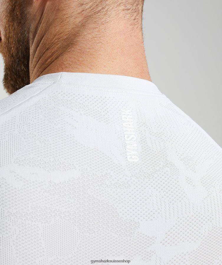 ch Gymshark Hommes t-shirt sans couture géo blanc/gris clair 02FP6T742 vêtements