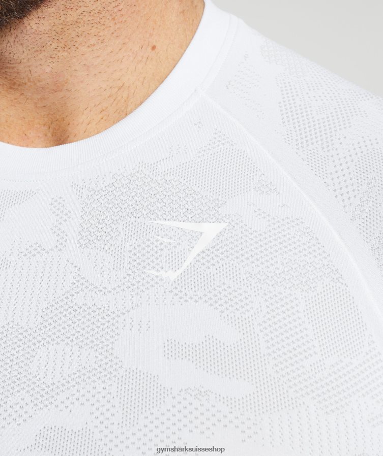 ch Gymshark Hommes t-shirt sans couture géo blanc/gris clair 02FP6T742 vêtements