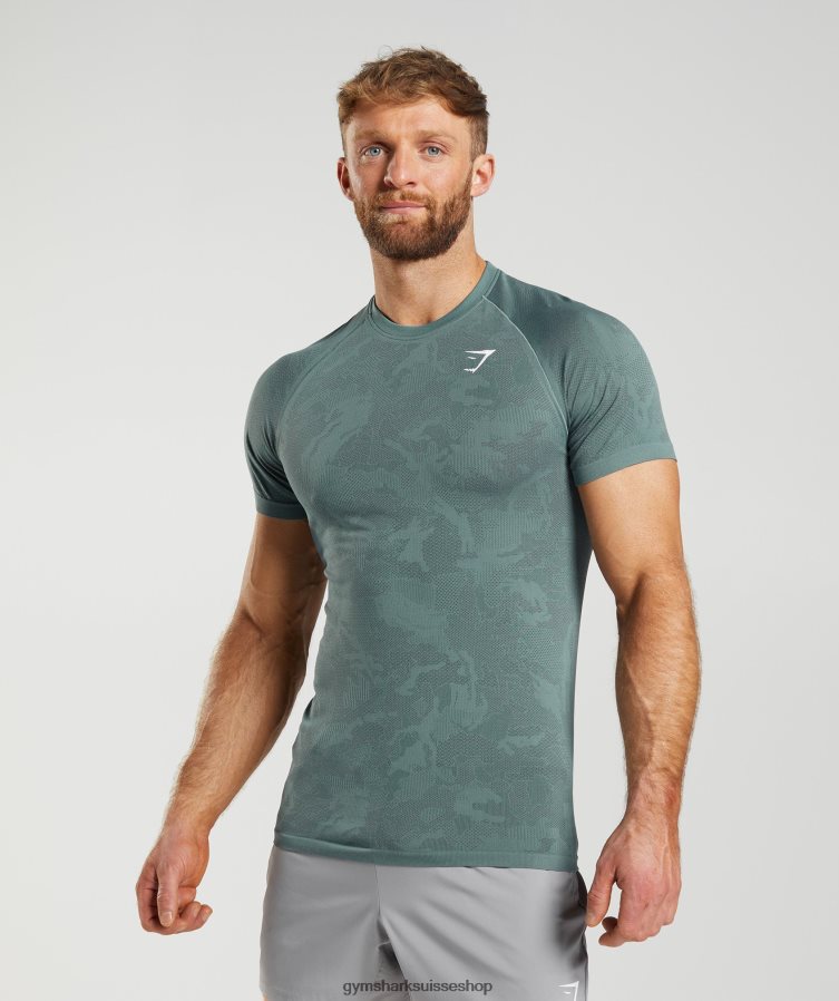 ch Gymshark Hommes t-shirt sans couture géo bleu tonnerre/gris cosmique 02FP6T737 vêtements