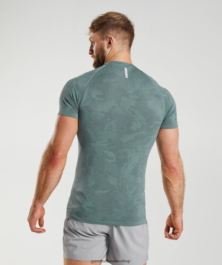 ch Gymshark Hommes t-shirt sans couture géo bleu tonnerre/gris cosmique 02FP6T737 vêtements