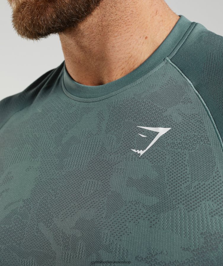 ch Gymshark Hommes t-shirt sans couture géo bleu tonnerre/gris cosmique 02FP6T737 vêtements