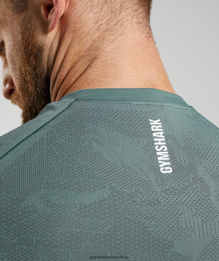 ch Gymshark Hommes t-shirt sans couture géo bleu tonnerre/gris cosmique 02FP6T737 vêtements