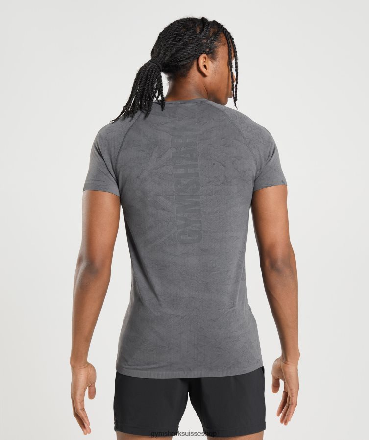 ch Gymshark Hommes t-shirt sans couture géo gris anthracite/noir 02FP6T629 vêtements