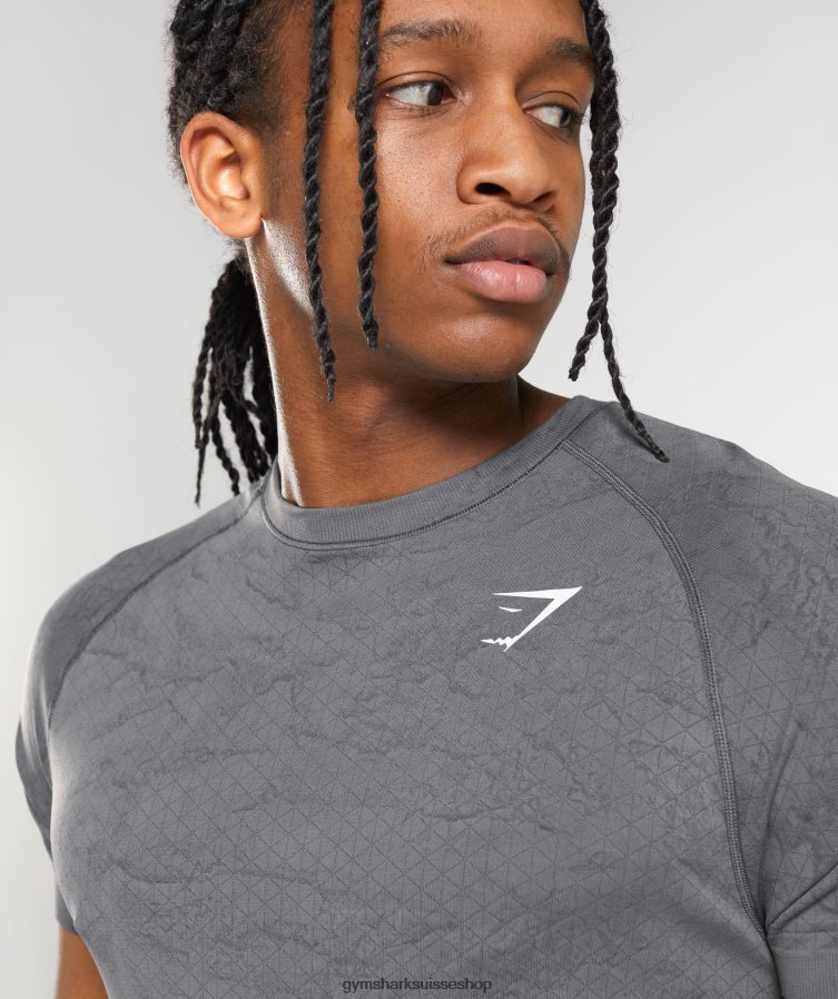 ch Gymshark Hommes t-shirt sans couture géo gris anthracite/noir 02FP6T629 vêtements