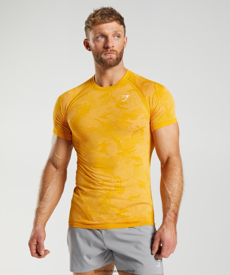 ch Gymshark Hommes t-shirt sans couture géo jaune soleil/blanc 02FP6T736 vêtements