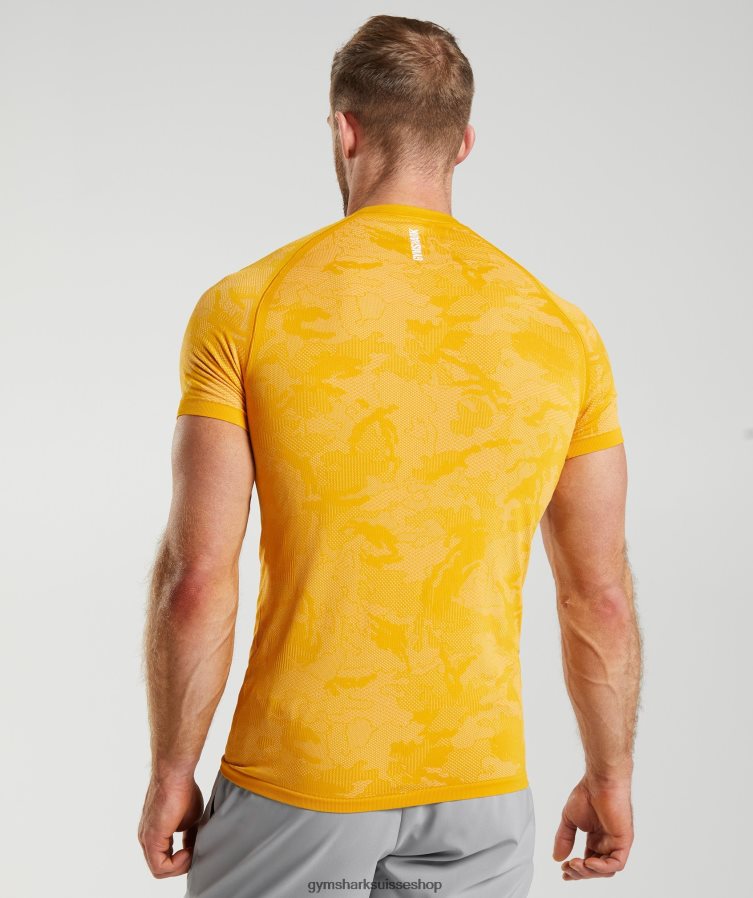 ch Gymshark Hommes t-shirt sans couture géo jaune soleil/blanc 02FP6T736 vêtements