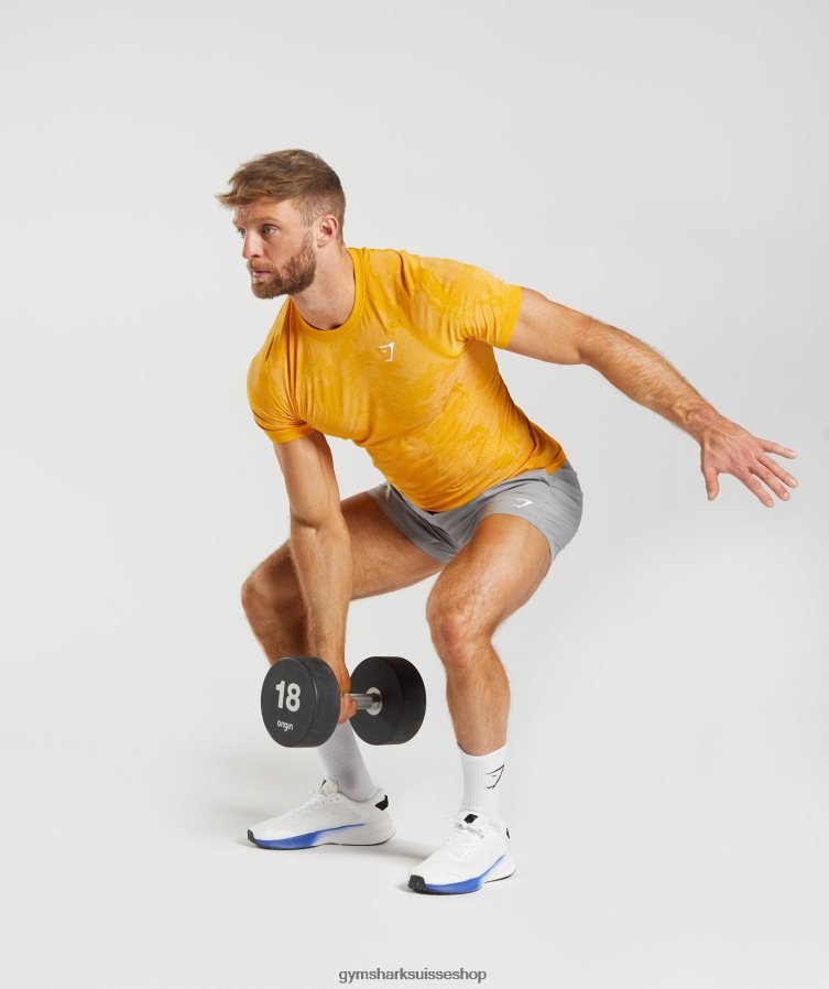 ch Gymshark Hommes t-shirt sans couture géo jaune soleil/blanc 02FP6T736 vêtements