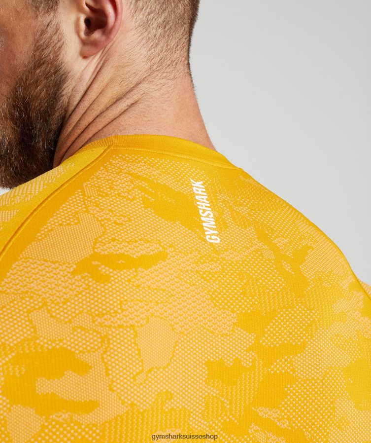 ch Gymshark Hommes t-shirt sans couture géo jaune soleil/blanc 02FP6T736 vêtements