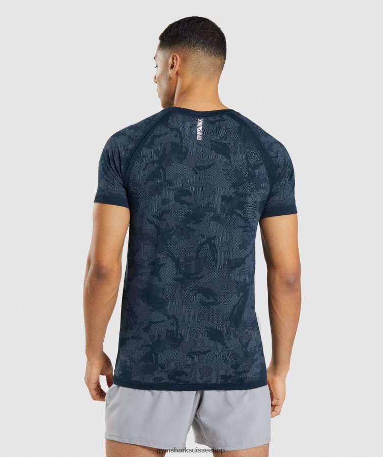 ch Gymshark Hommes t-shirt sans couture géo marine/bleu brouillard 02FP6T719 vêtements