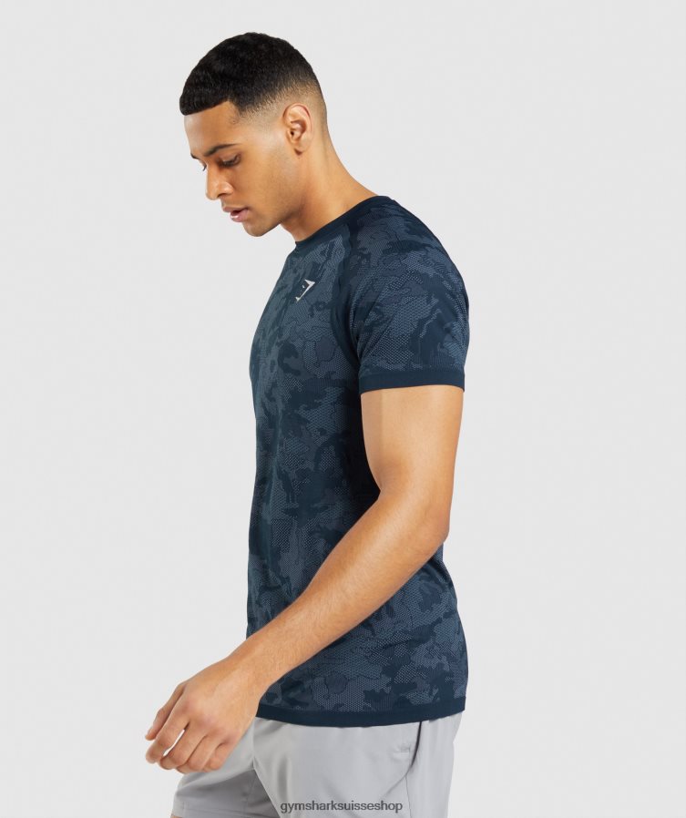 ch Gymshark Hommes t-shirt sans couture géo marine/bleu brouillard 02FP6T719 vêtements