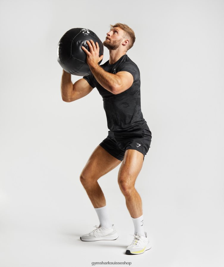 ch Gymshark Hommes t-shirt sans couture géo noir/gris anthracite 02FP6T575 vêtements