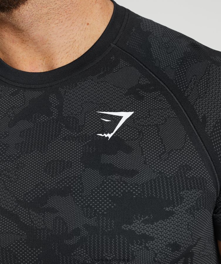 ch Gymshark Hommes t-shirt sans couture géo noir/gris anthracite 02FP6T575 vêtements