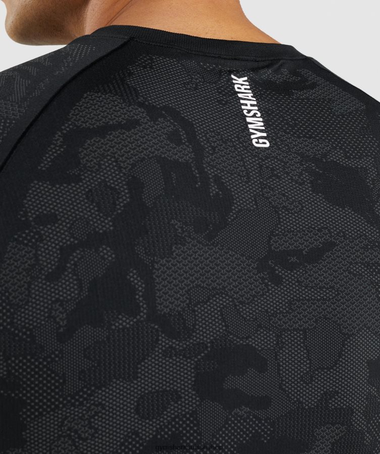 ch Gymshark Hommes t-shirt sans couture géo noir/gris anthracite 02FP6T635 vêtements