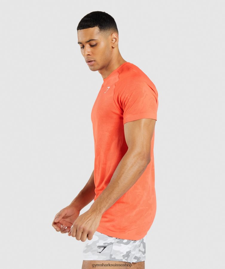 ch Gymshark Hommes t-shirt sans couture géo orange papaye/orange épicée 02FP6T668 vêtements