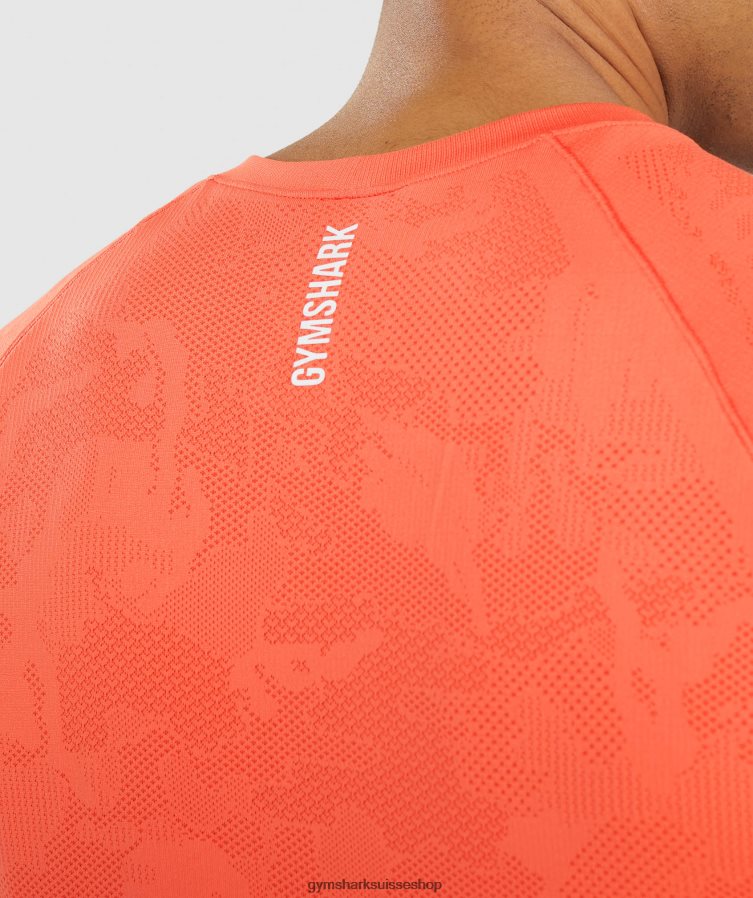 ch Gymshark Hommes t-shirt sans couture géo orange papaye/orange épicée 02FP6T668 vêtements
